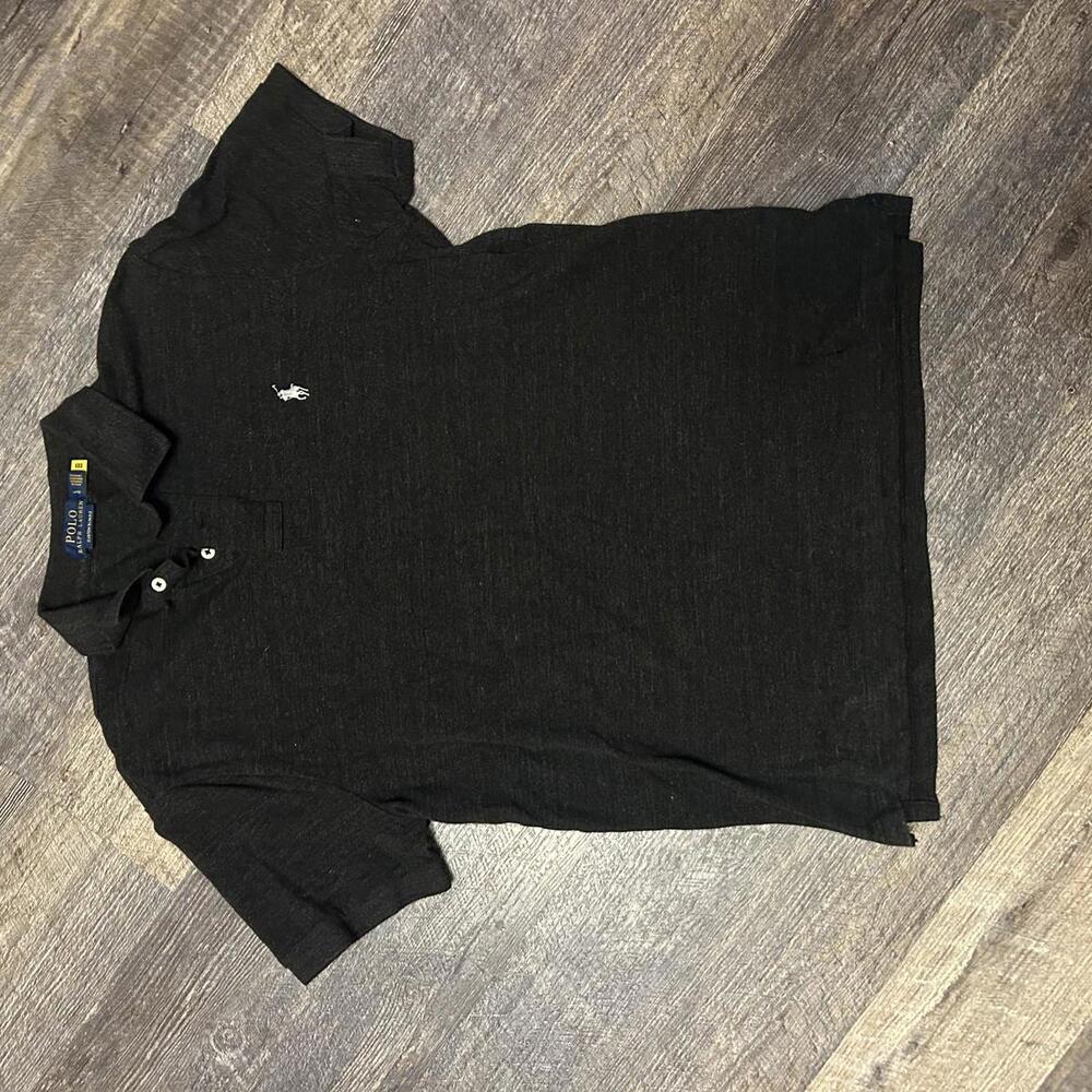 Polo Ralph Lauren Men’s L Gray Custom Fit Polo Shirt White Logo Classic